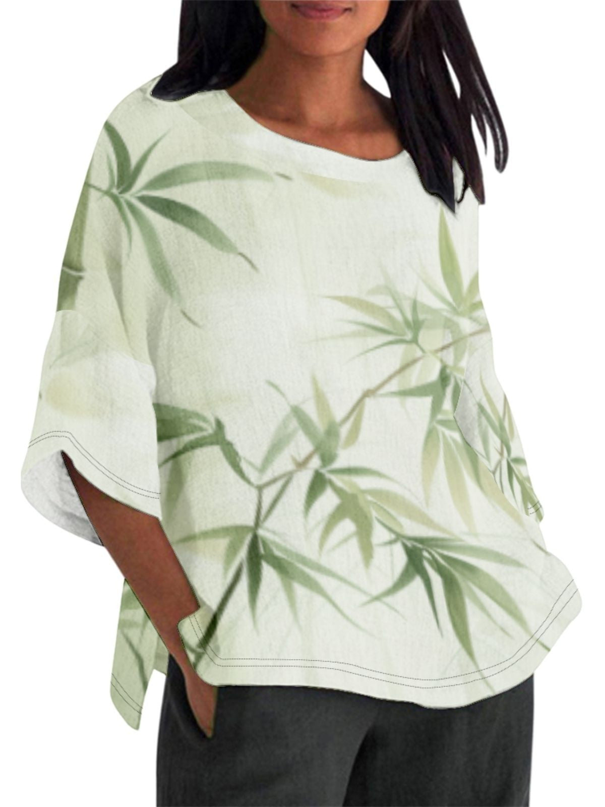Women's Fashion Wear Loose Casual Sleeve Round Blouses