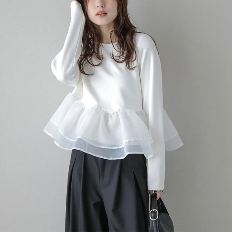 Women's Two Pieces Voile Stitching Thin Long-sleeved Tops
