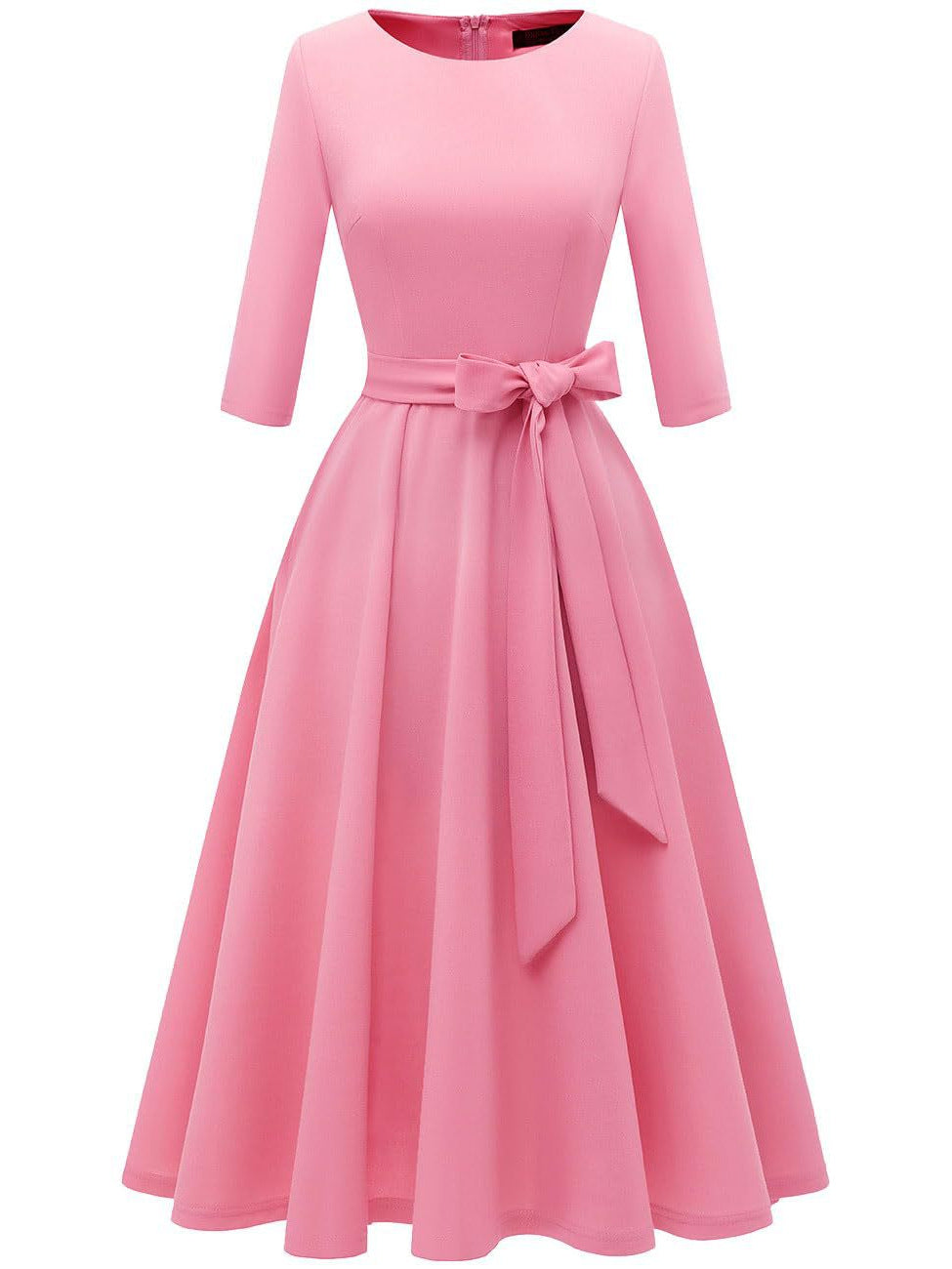 Women's Collar Three-quarter Sleeve Solid Color Temperament Leisure Large Swing Super Skirts