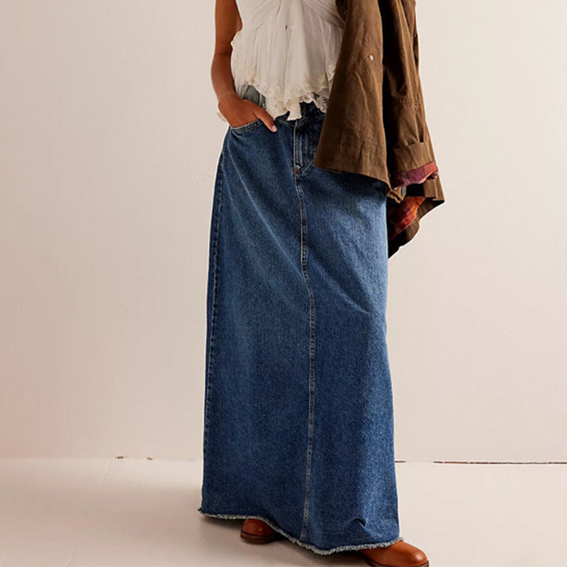 Women's Summer Loose Straight Casual Denim Skirt