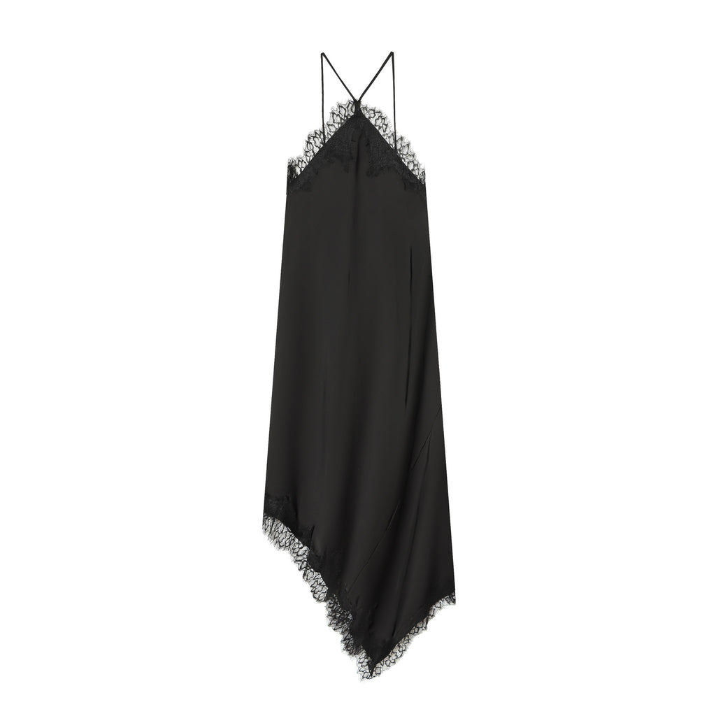 Women's Spring Pullover Sleeveless Lace Silk Satin Dress
