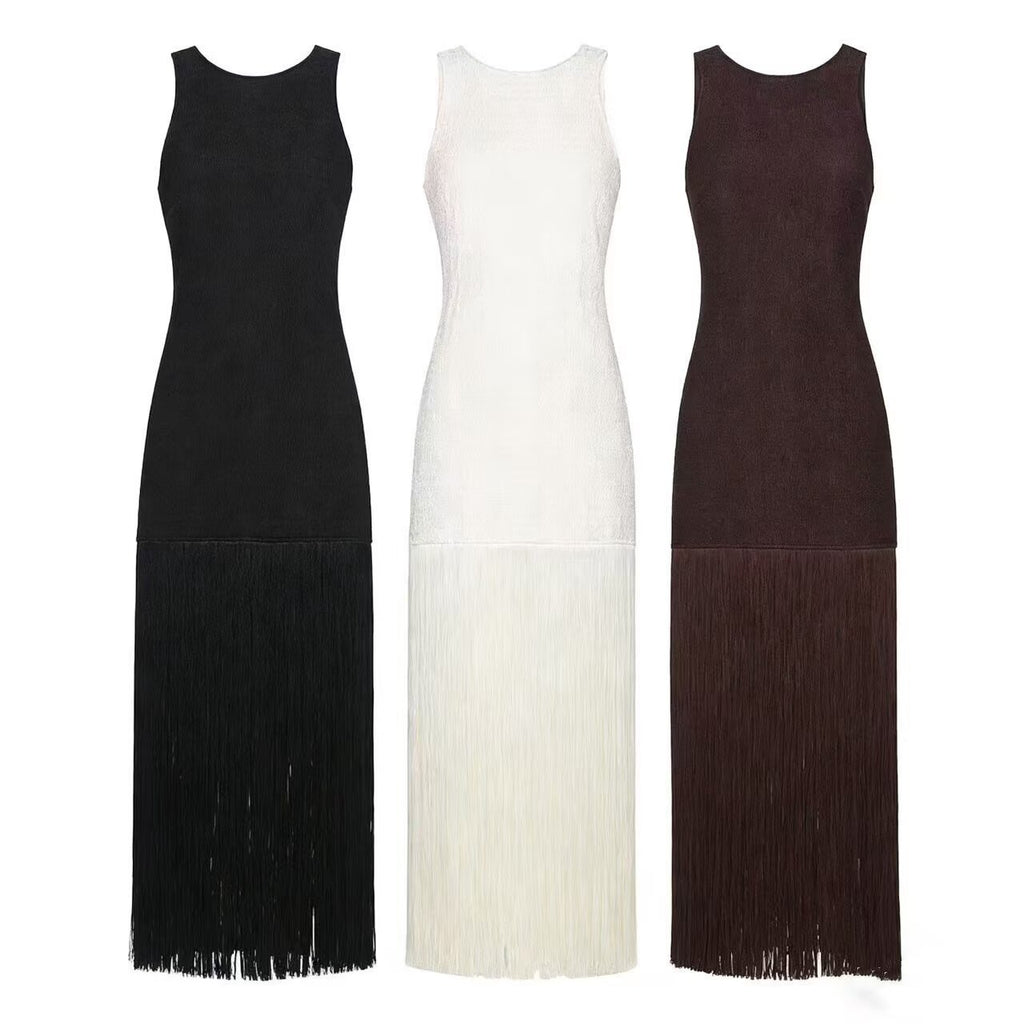 Stylish Versatile Women's Spring Mid-length Tassel Dress