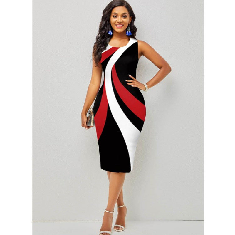 New Women's Temperament Sleeveless Sheath Print Suits