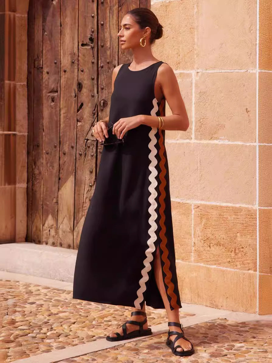 Women's Summer Fashion Casual Collar Lace Shoulder Strap Dress