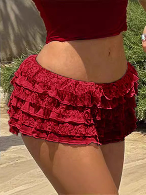 Lace Cake Super Hot Stitching Culottes Pants