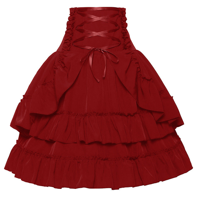 Women's Retro Style Nipped Waist Solid Color Activity Skirts