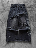 Printed Washed Make Old Ripped Personality Street Loose Jeans