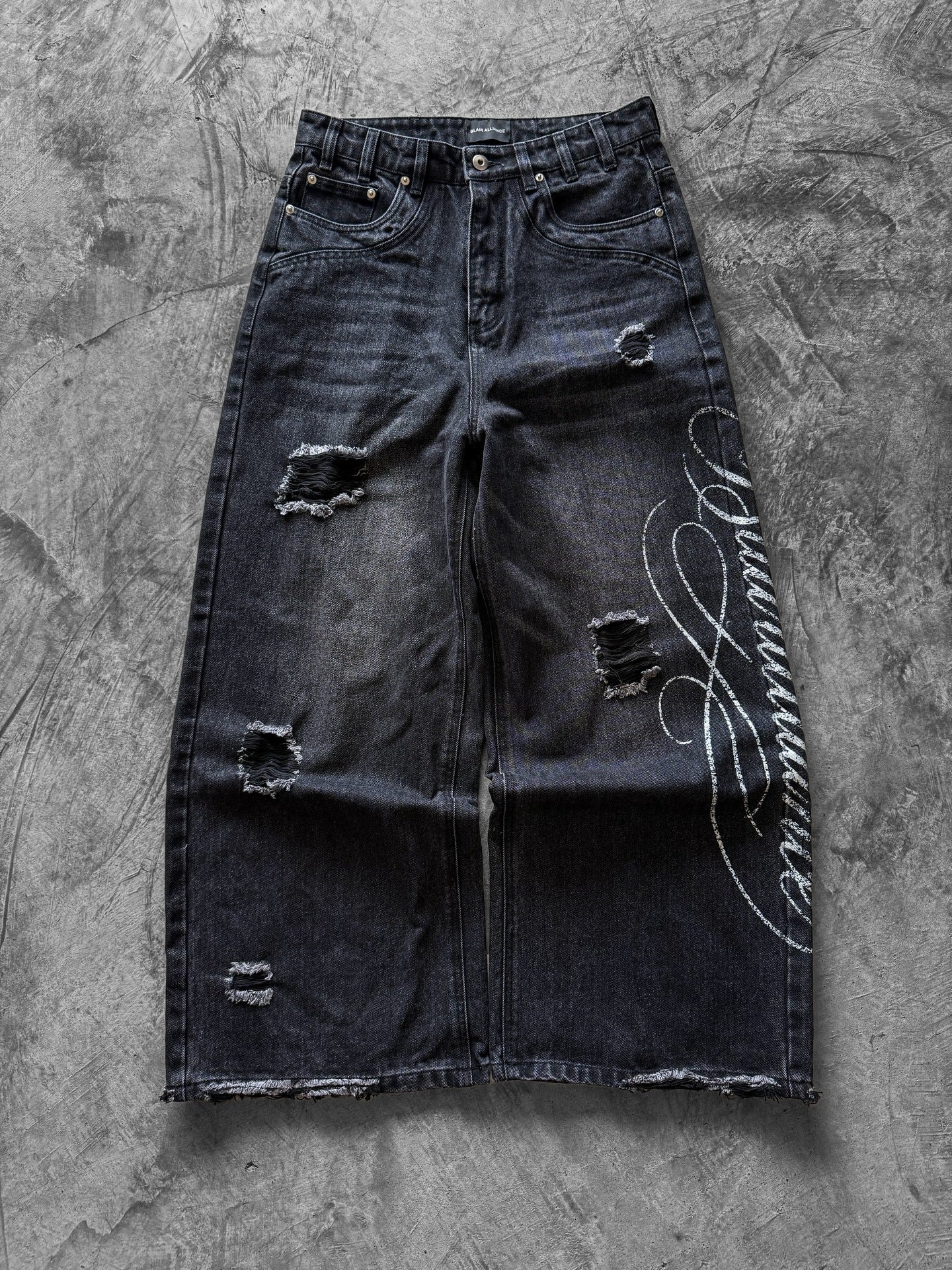 Printed Washed Make Old Ripped Personality Street Loose Jeans