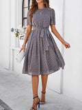 Classy Women's Temperament Leisure Polka-dot Printed Dress