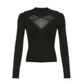 Women's Hot Dark Style Hollow Mesh Ribbon Stitching Trendy Blouses