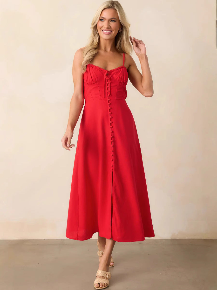 Women's Summer Fashion Sexy Backless Smocking Waist Dress