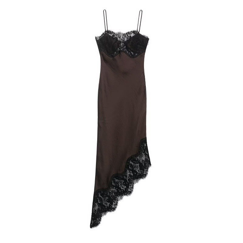 Women's Summer Design Asymmetric Lace Satin Clothing