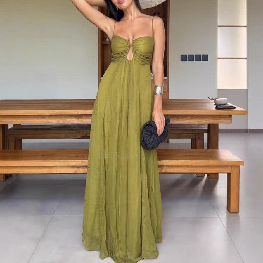 Summer Sexy Sling U-shaped Design Holiday Swing Dress