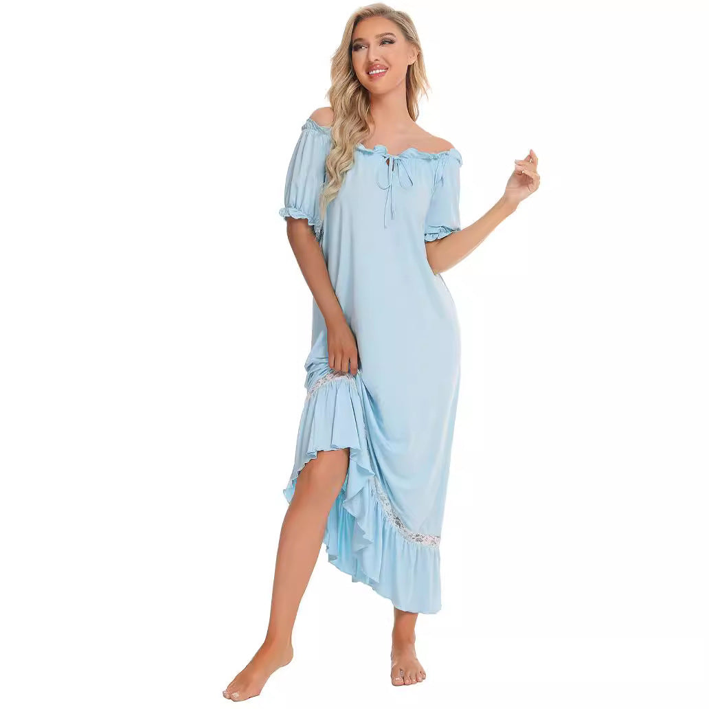 Versatile Women's Pajamas Sleeve Nightdress Comfortable Dress