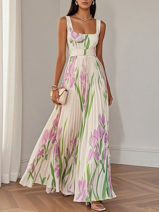 Attractive Creative Popular Cool Pleated Printed Dress