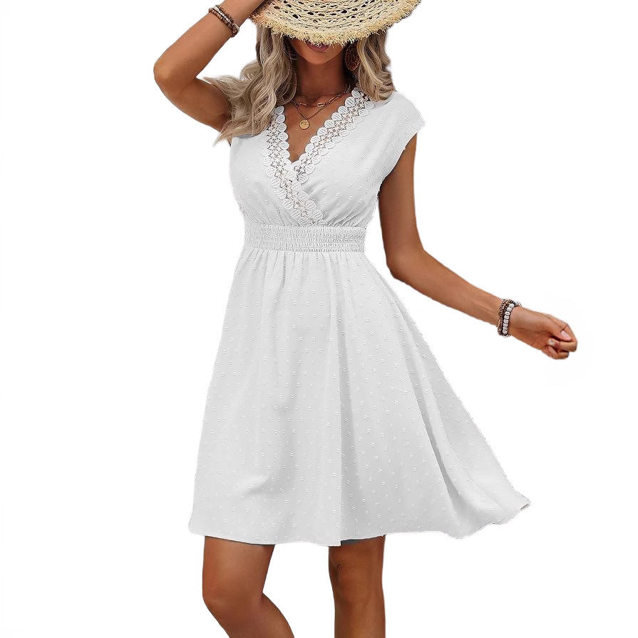 Women's French Style Retro Summer Lace Sleeveless Dress