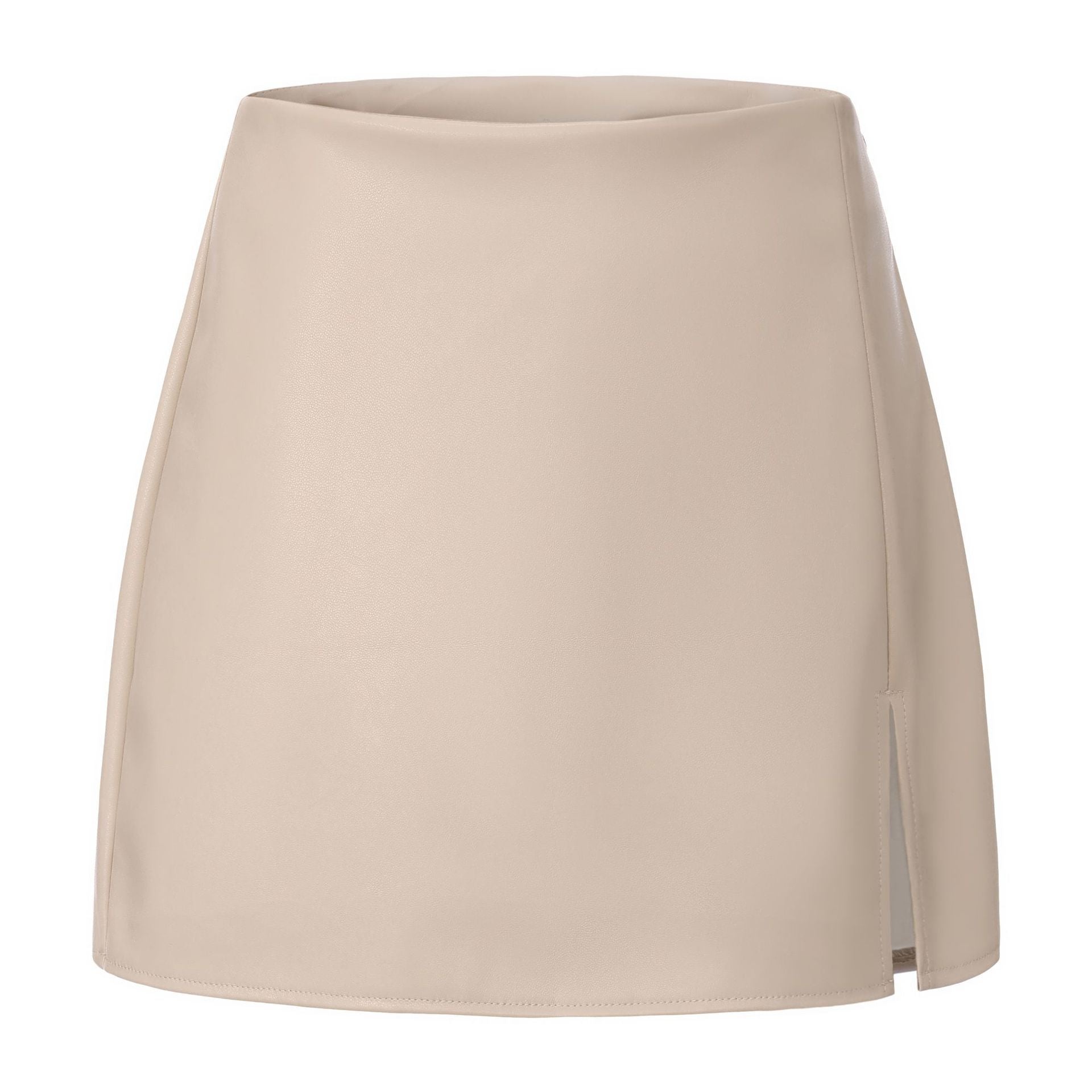 Women's Leather Sexy Front Slit Sheath High Shorts
