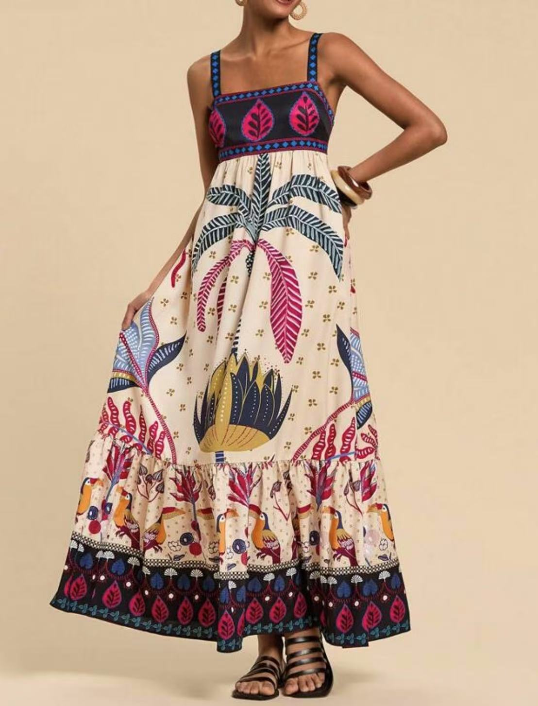 Floral Print Fashion Casual Holiday Style Dress