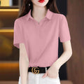 Women's Summer Cotton Lapel Short-sleeved Loose Simple Women's T-shirt