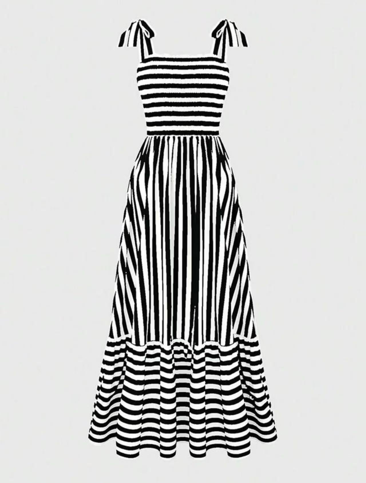 Women's Summer Fashion Loose Temperament Long Striped Dress