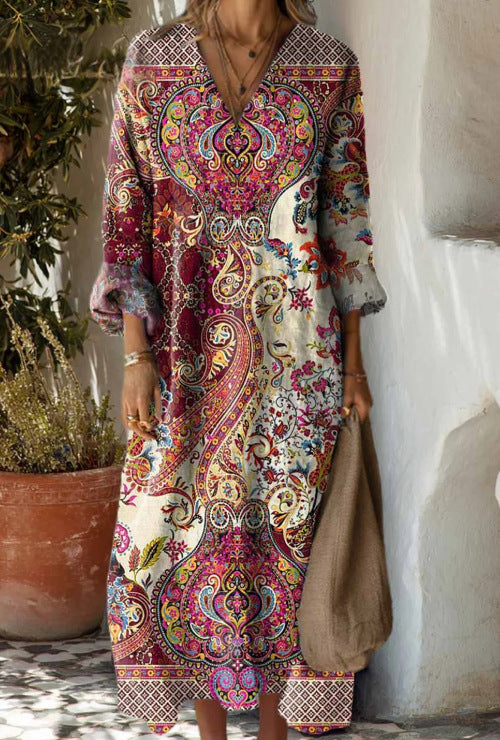 Women's Loose Fashion Long Sleeve Printed Dress