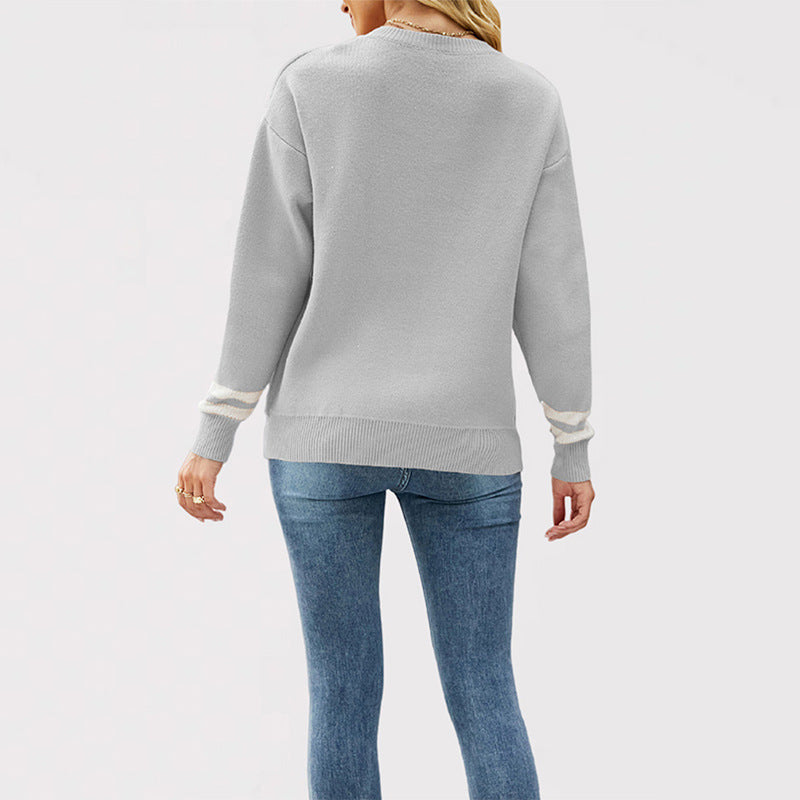Women's Round Neck Letter Jacquard Fashion Base Women's Sweater
