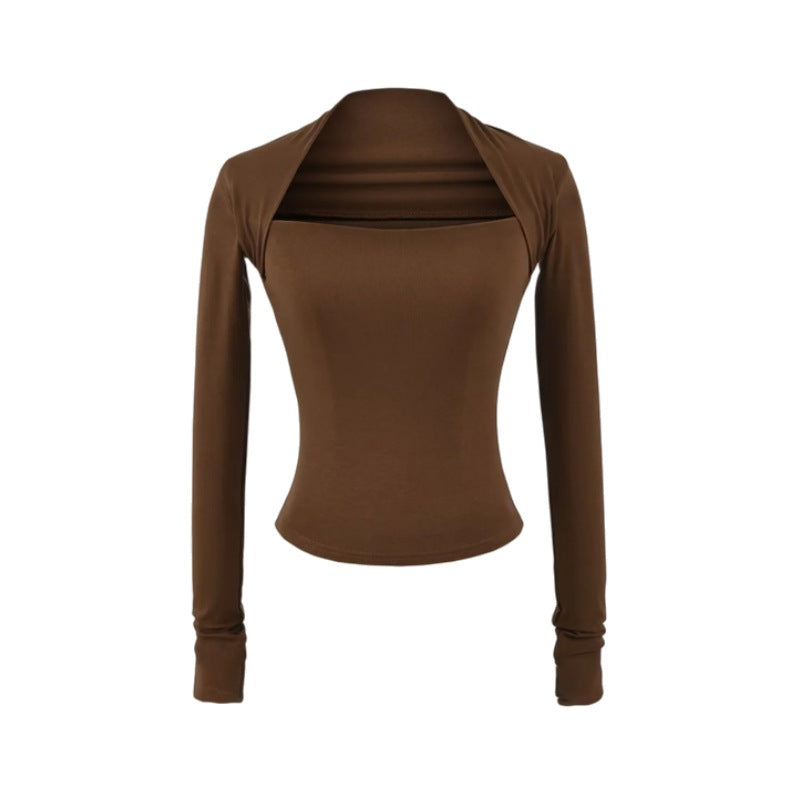 Women's Pure Desire Style Hot Square Collar Raglan Sleeve Slim Women's T-shirt