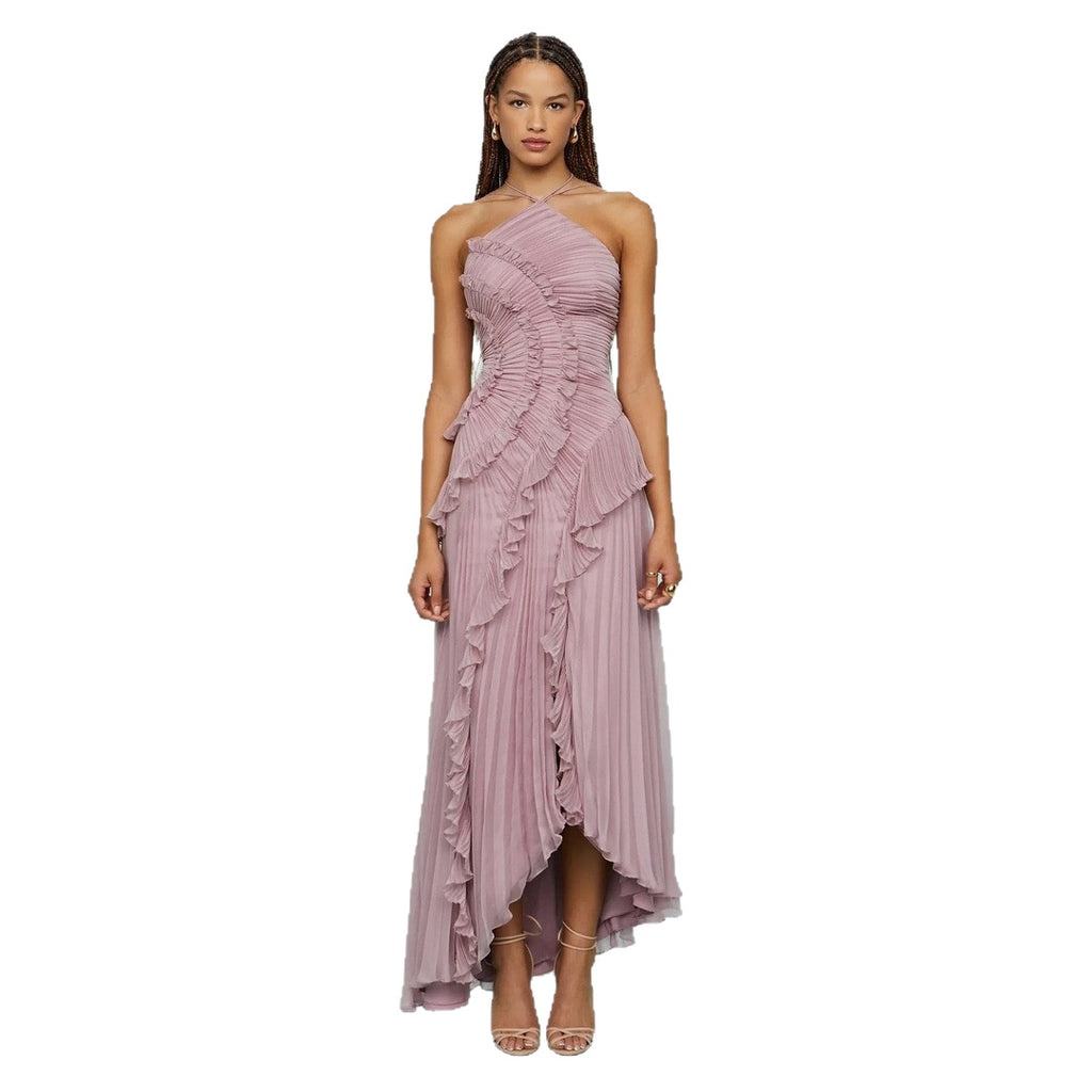 Women's Summer Sexy Halter Ruffled Long Design Dress