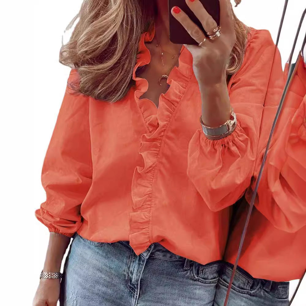 Stylish Unique Classic Women's Sleeve Ruffle Blouses