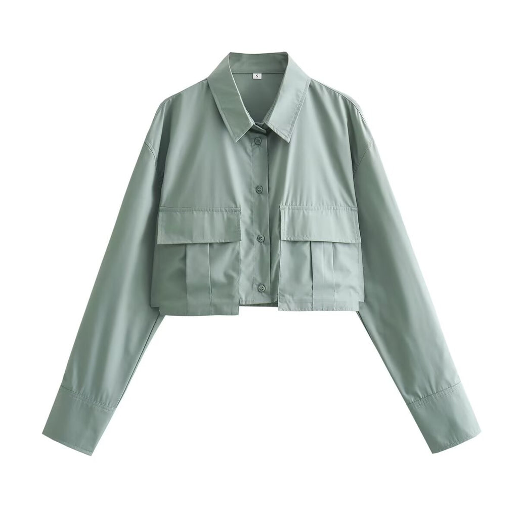 Women's Self-made Fashion Elegant Pocket Decorative Shirt Shorts