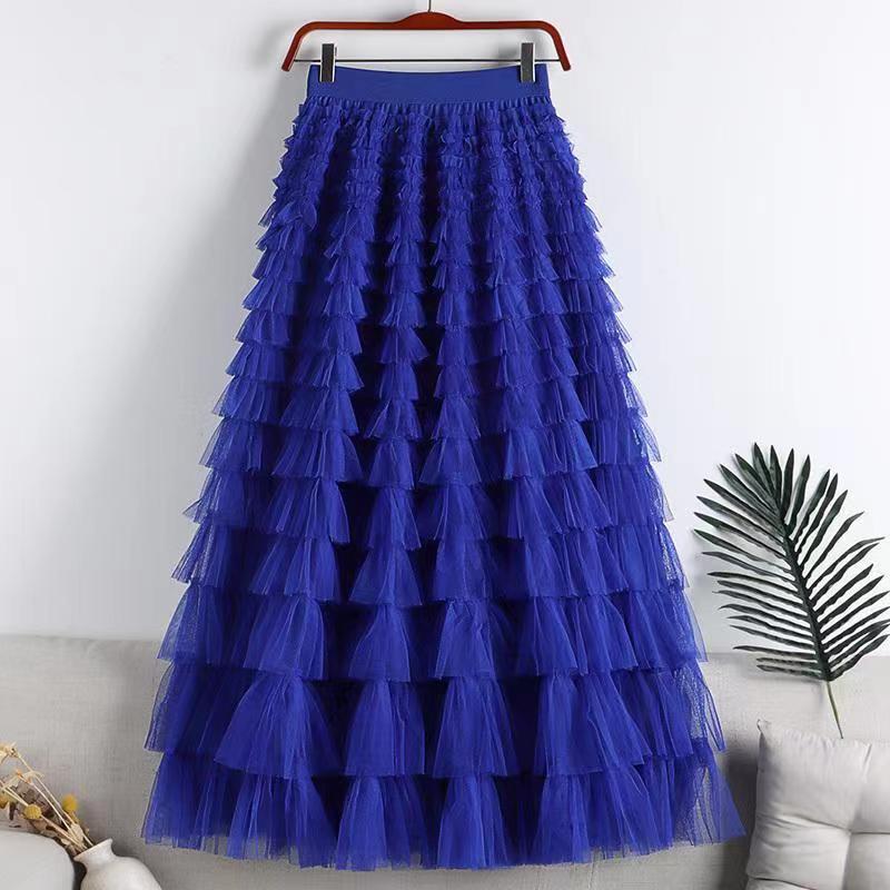 Charming Mesh Stitching Cake Dress Long Skirt