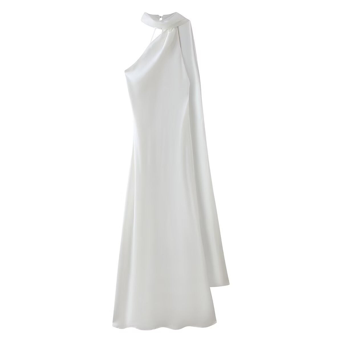 Women's Summer Silk Satin Texture Ribbon Halter Dress