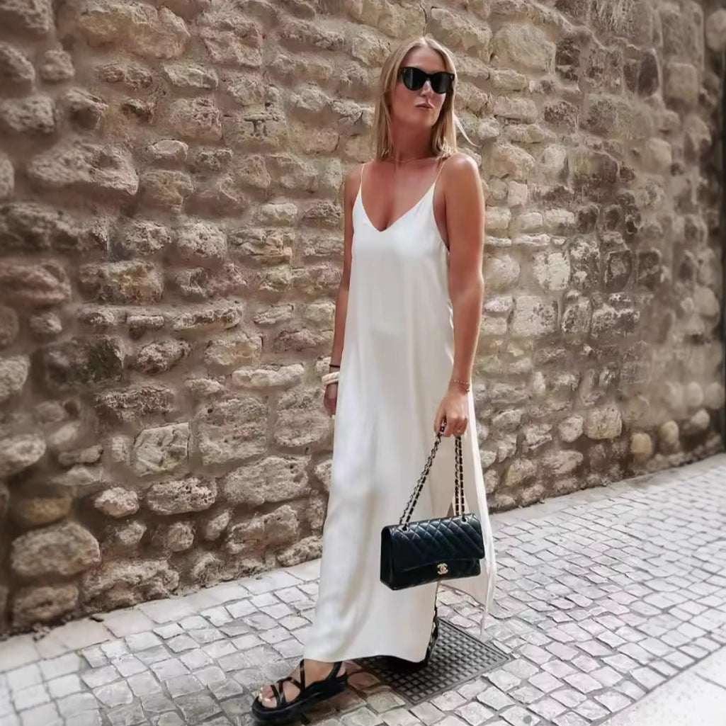Women's Early Spring Backless Sleeveless Double Strap Dress