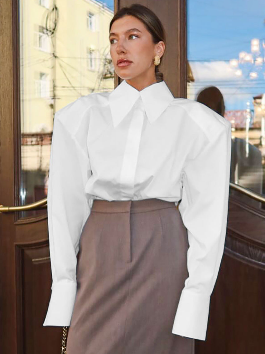 Women's Spring Long-sleeved Shirt Commuter Office Professional Lady Blouse