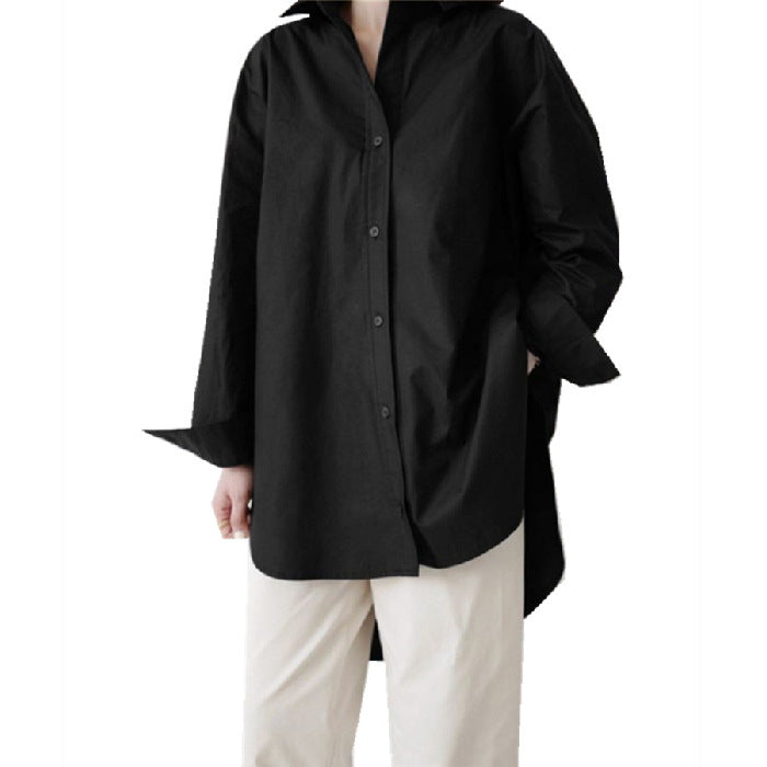 Solid Color Long Sleeve Lapel Irregular Plus Size