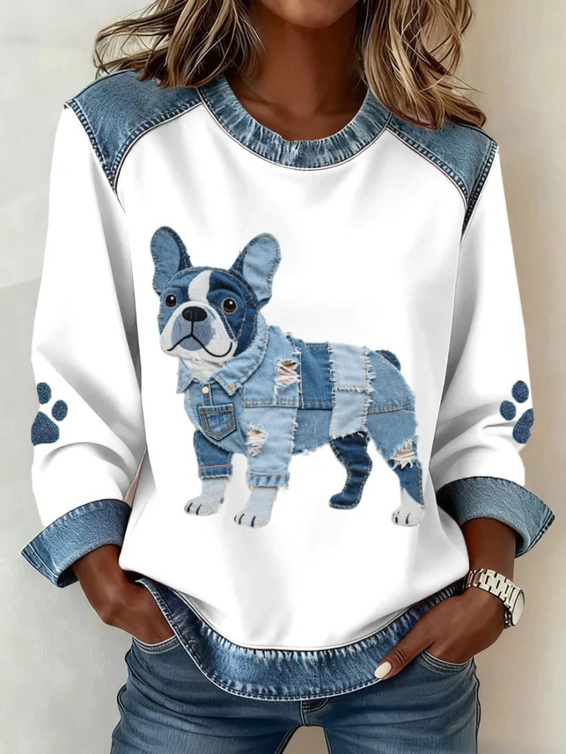 Digital Printing Cartoon Round Neck Long Sleeve Women's T-shirt