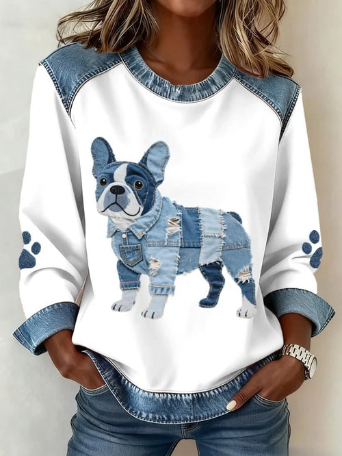 Digital Printing Cartoon Round Neck Long Sleeve Women's T-shirt
