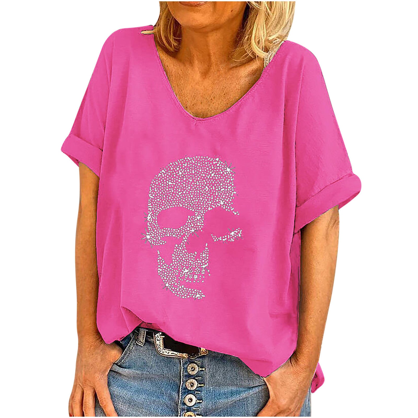 Women's Sleeve Large Loose Hot Bead Shorts