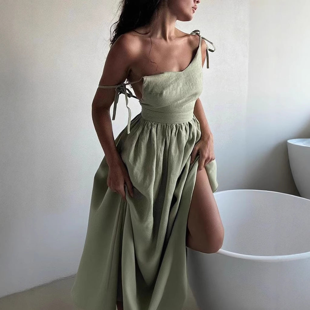 Women's Backless Elegant French Sexy High Waist Fashion Dress
