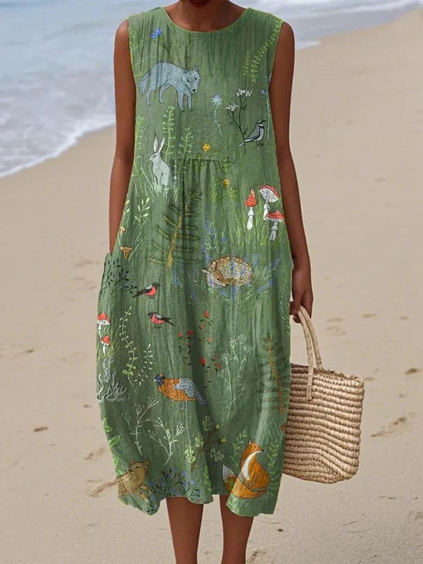 Sleeveless Pleated Large Version Loose-fitting Casual Dress