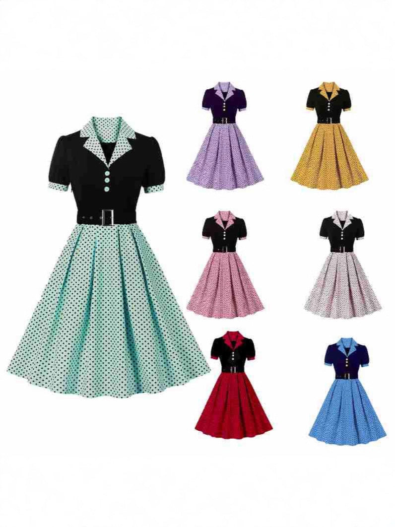 Women's Commuter Artistic Retro Dots Sleeve Lapel With Shorts