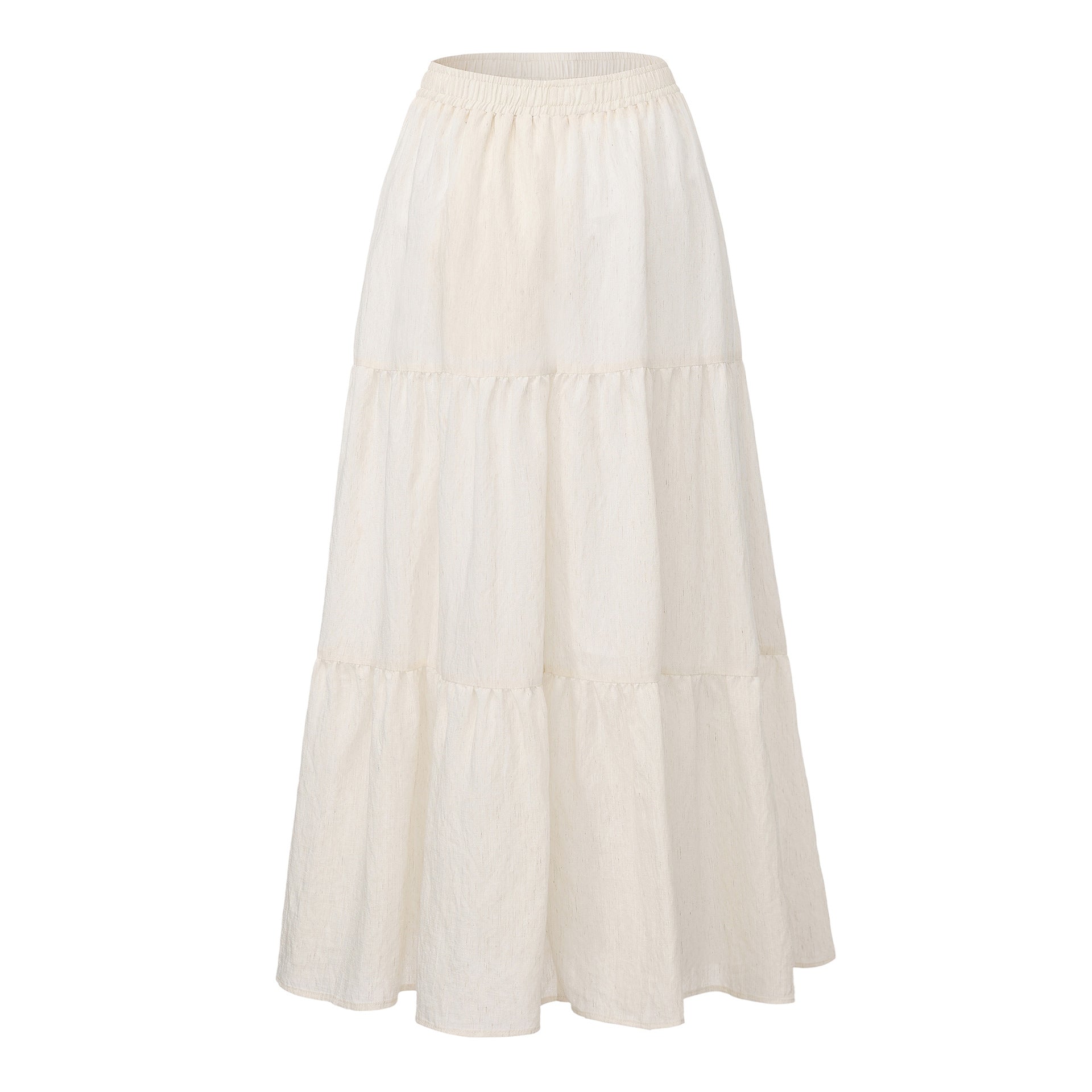 Women's Linen Pocket High Waist Elastic Band Lining Skirt