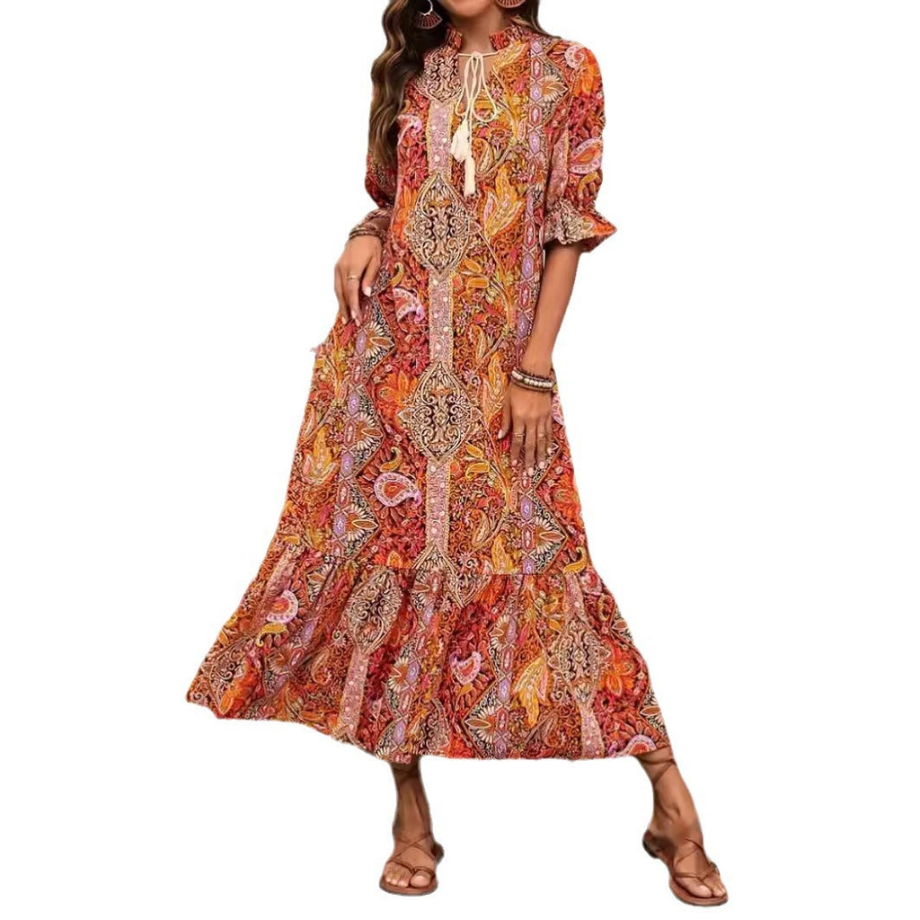 Glamorous Women's Spring Tied Lotus Leaf Dress