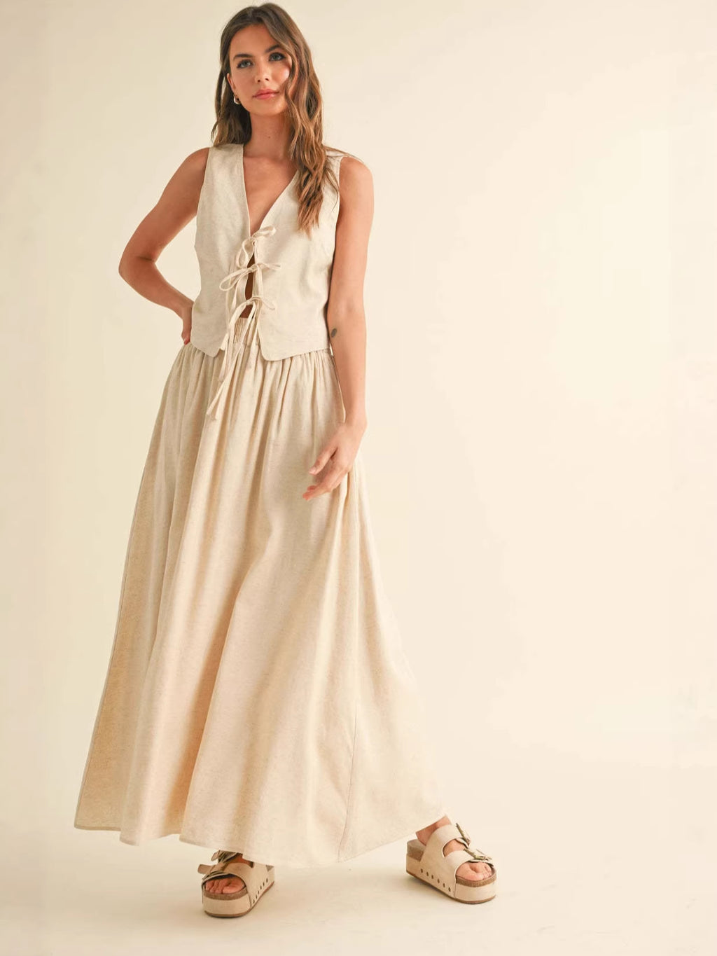 Women's Summer Strap Temperament Leisure Two-piece Set Skirt