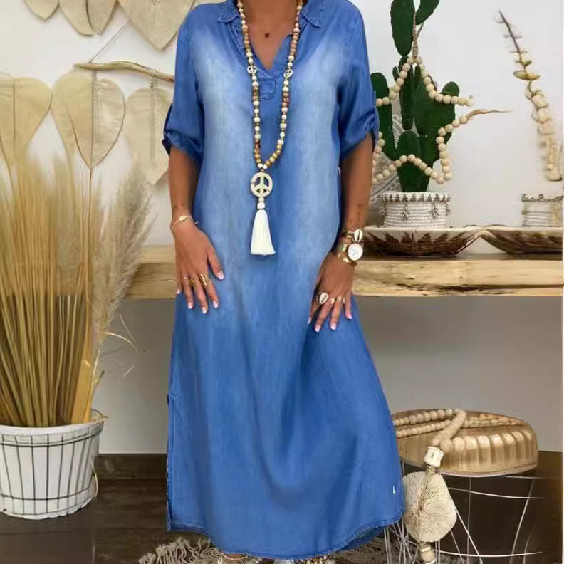 Charming Pretty Women's Loose Washed Denim Dress