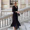 Gentle Summer Fashionable Temperament Mid-length Long Sleeve Polka Dot Dress