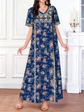 Women's Summer Fashion Casual Sleeve Printed Pocket Clothing