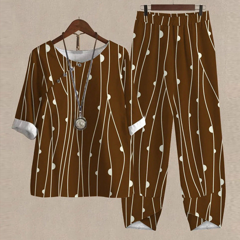 Women's Casual Round Neck Half Sleeve Shirt Suits