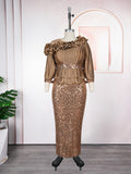 Women's Luxury Temperament Hip African Sequined Pleated Dress