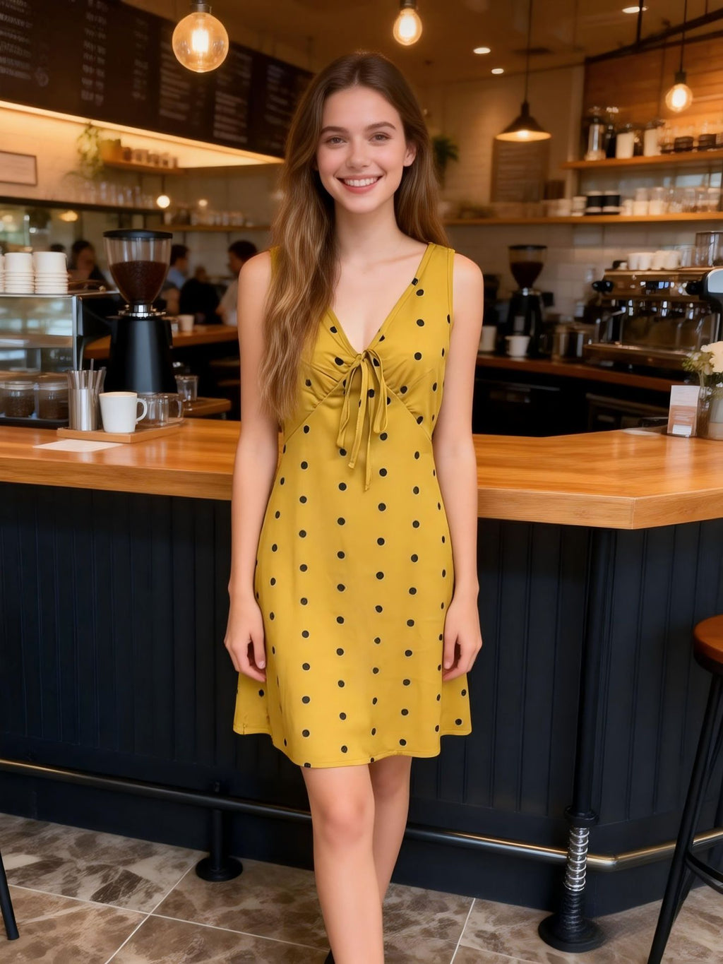 Durable Women's Summer Sleeveless Polka Dot Dress